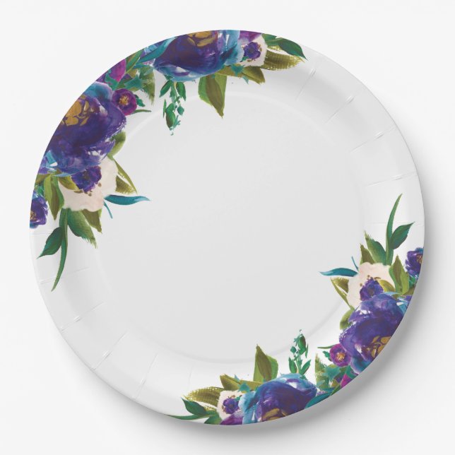 Assiettes en papier florales (Devant)