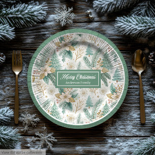 Assiettes en papier florales de Noël élégantes Cha