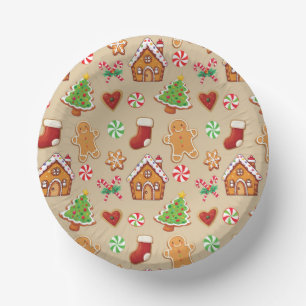 Assiettes en papier gâteaux de Noël au gingembre F