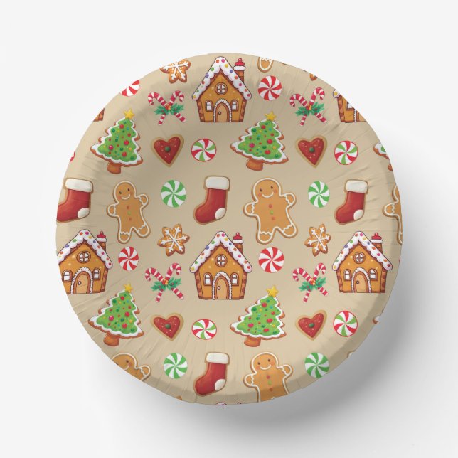 Assiettes en papier gâteaux de Noël au gingembre F (Recto)