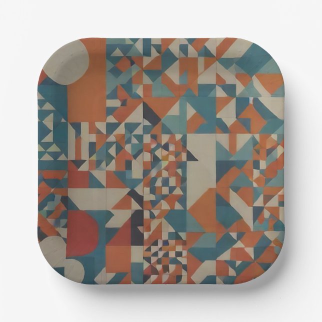 Assiettes en papier géométriques modernes (Recto)