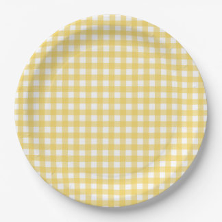 Assiettes en papier Gingham jaune Lauren