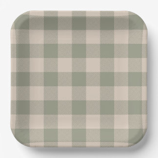 Assiettes en papier Gingham vert - 9in | Salty Bar