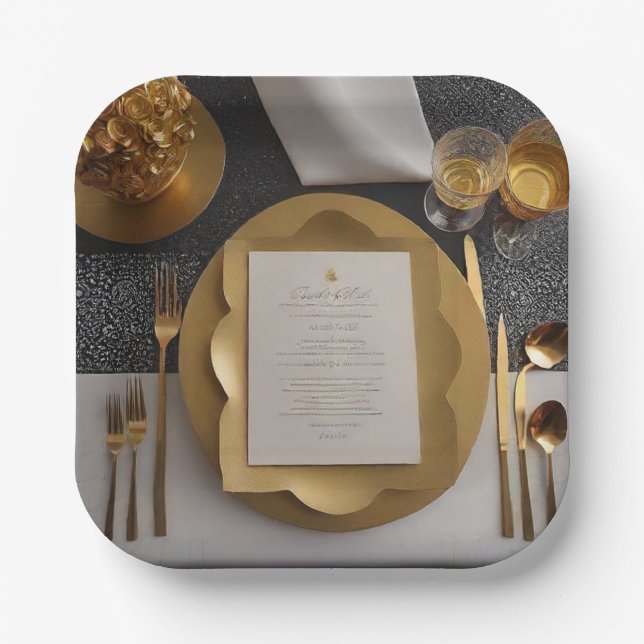 Assiettes en papier Glamour Or (Recto)