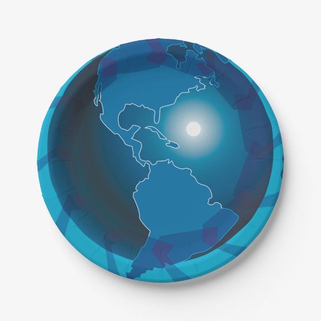 Assiettes en papier Globe Bleu (Devant)