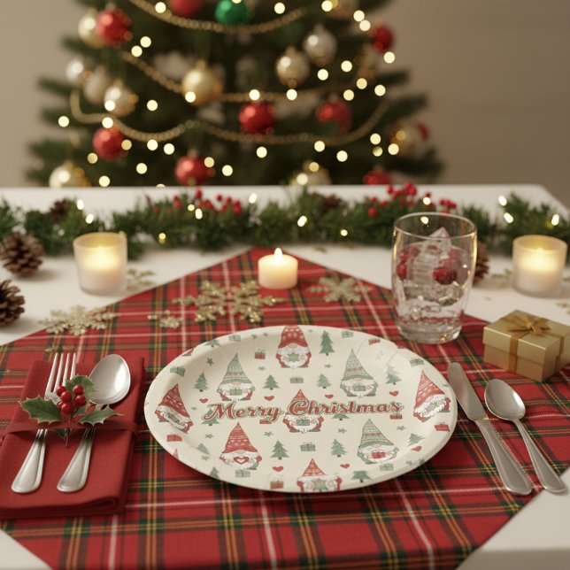 Assiettes en papier Gnome de Noël scandinave (Créateur téléchargé)