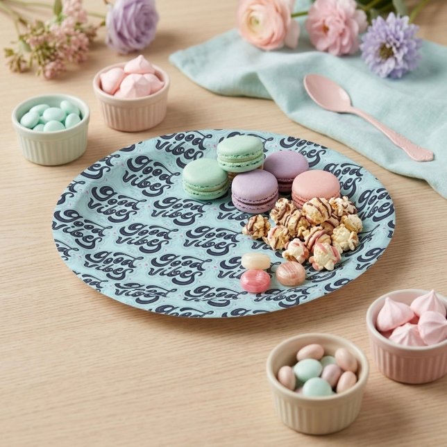 Assiettes en papier Good Vibes (Créateur téléchargé)