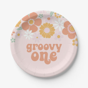Assiettes en papier Groovy One Retro Floral pour a