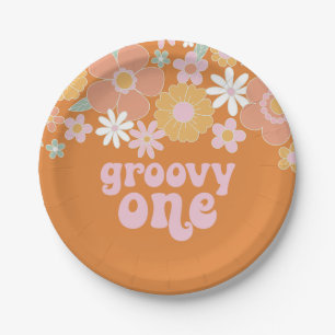 Assiettes en papier Groovy One Retro Floral pour a