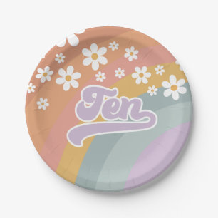 Assiettes en papier Groovy Retro Rainbow pour 10 a