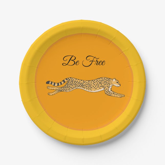 Assiettes en papier Guépard courant Be Free (Devant)