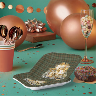 Assiettes en papier Gunn Weathered Tartan Noël