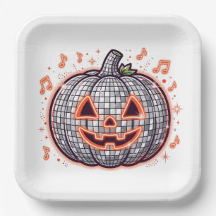 Assiettes en papier Halloween Citrouille Disco Ora