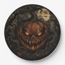 Assiettes en papier Halloween Citrouille Vintage S