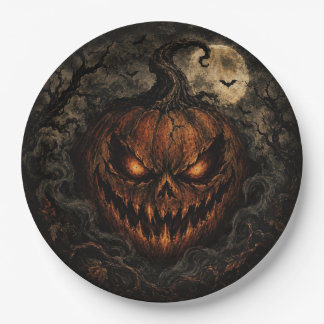 Assiettes en papier Halloween Citrouille Vintage S