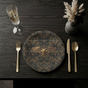Assiettes en papier Halloween gothique motif chauv