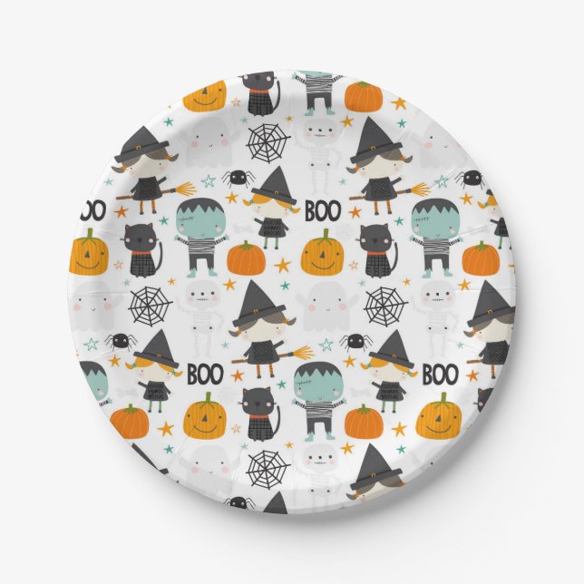 Assiettes en papier Halloween mignonnes (Devant)