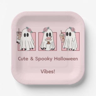 Assiettes en papier Halloween mignonnes et effraya