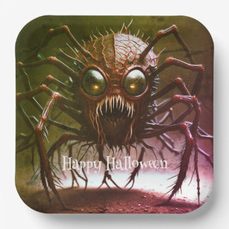 Assiettes en papier Halloween Monstre Rouge