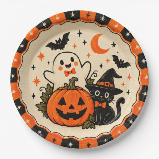 Assiettes en papier Halloween vintage | Gentil fan