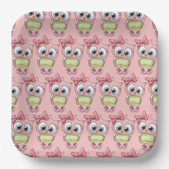 Assiettes en papier Hibou (Recto)