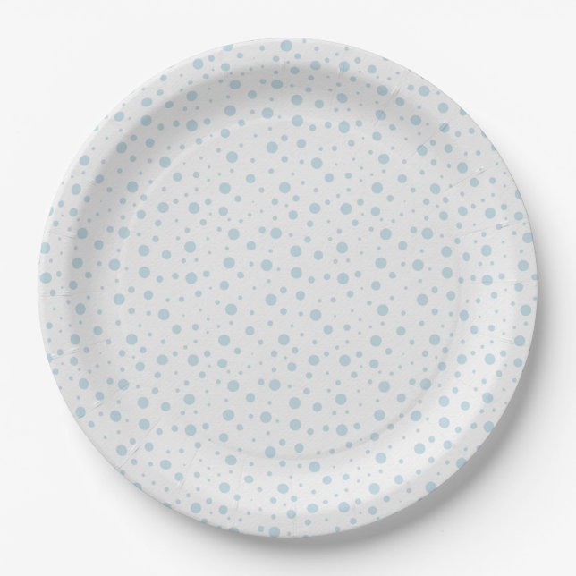 Assiettes en Papier Hiver Flocon de Neige Bleu Bla (Devant)