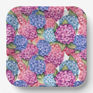 Assiettes en papier Hortensia rose, Floral Botaniq