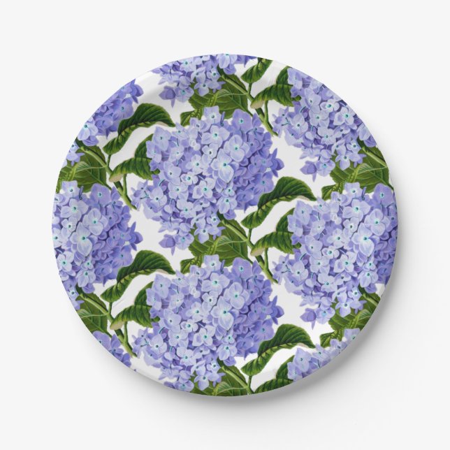 Assiettes en papier - Hortensias bleus (Devant)