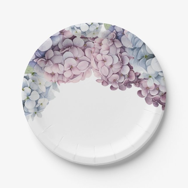 Assiettes en papier Hydrangea pour Baby Shower (Devant)
