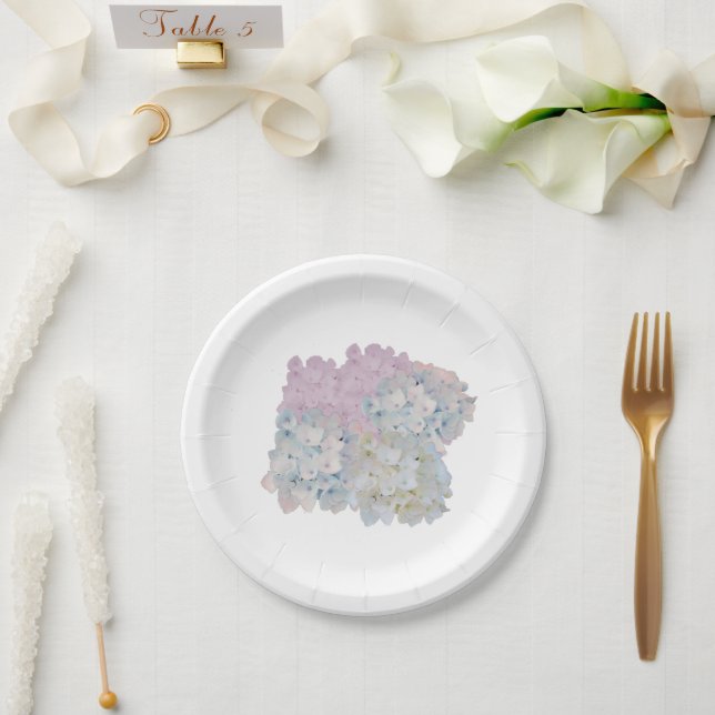 Assiettes en papier Hydrangeas Pastel (Mariage)