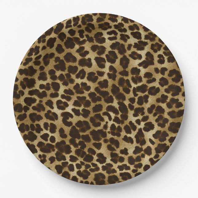 Assiettes en papier imprimé safari léopard guépard (Devant)