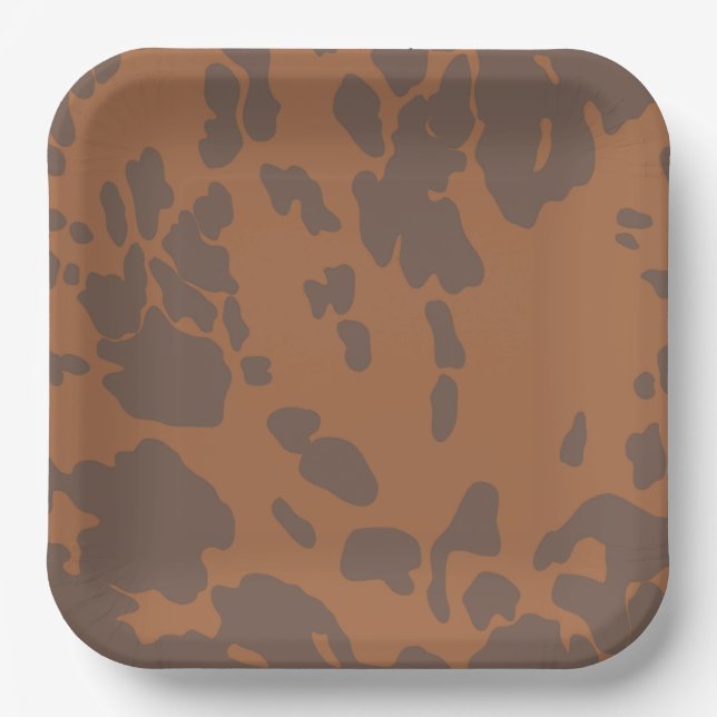Assiettes en papier imprimé vache marron (Recto)