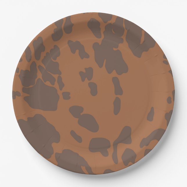 Assiettes en papier imprimé vache marron (Devant)