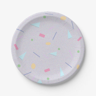 Assiettes en papier imprimé violet pâle des années