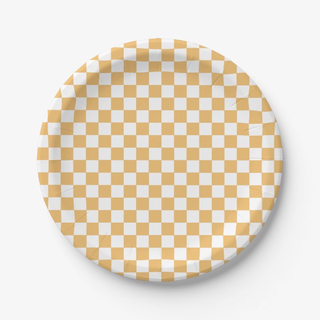 Assiettes en papier jaune pour anniversaire à carr (Devant)