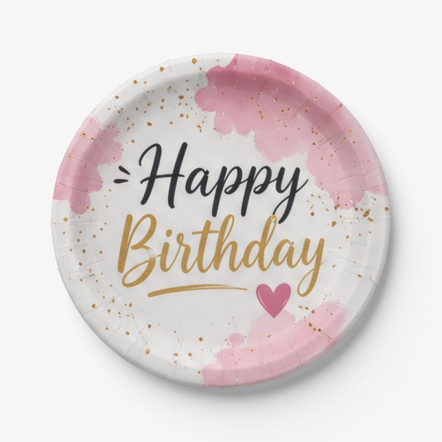 Assiettes en Papier Jetables Joyeux Anniversaire (Devant)