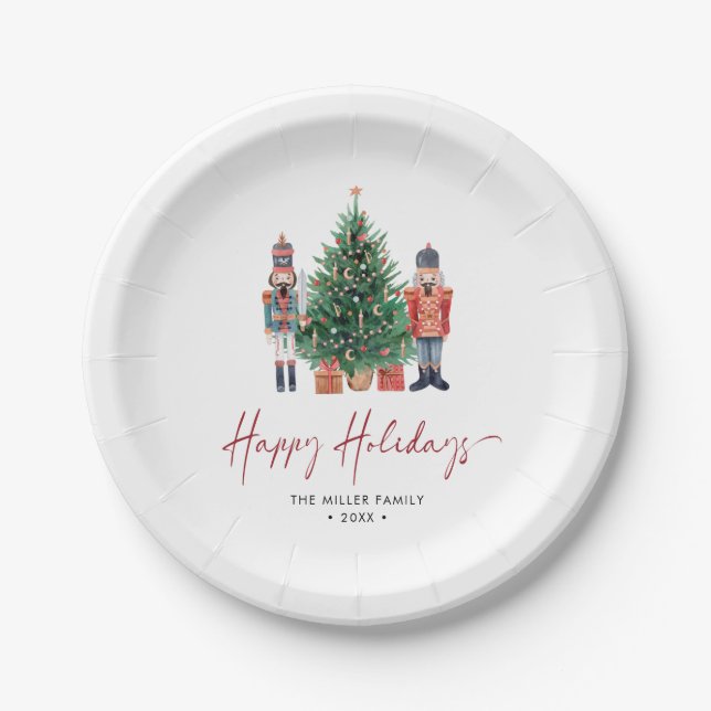 Assiettes en papier Joyeuses Fêtes d'Hiver (Devant)