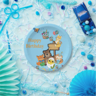 Assiettes en papier Joyeux Anniversaire Renard Our
