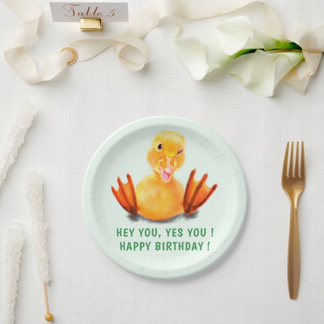 Assiettes en papier joyeux canard anniversaire drô (Mariage)