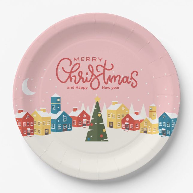Assiettes en Papier Joyeux Noël | Fête de Fins d'A (Devant)