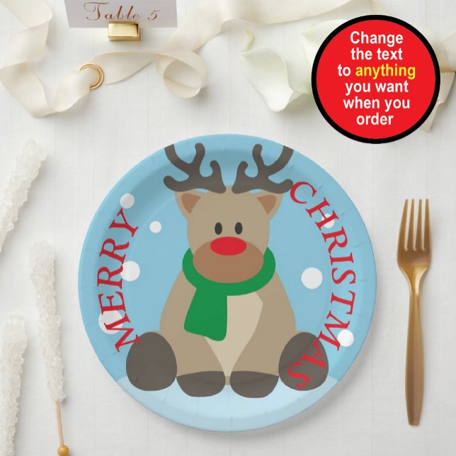 Assiettes en papier Joyeux Noël Renne (Créateur téléchargé)