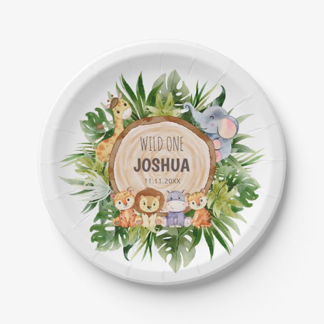 Assiettes en papier Jungle Wild One (Devant)