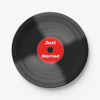 Assiettes en papier Just Married Record