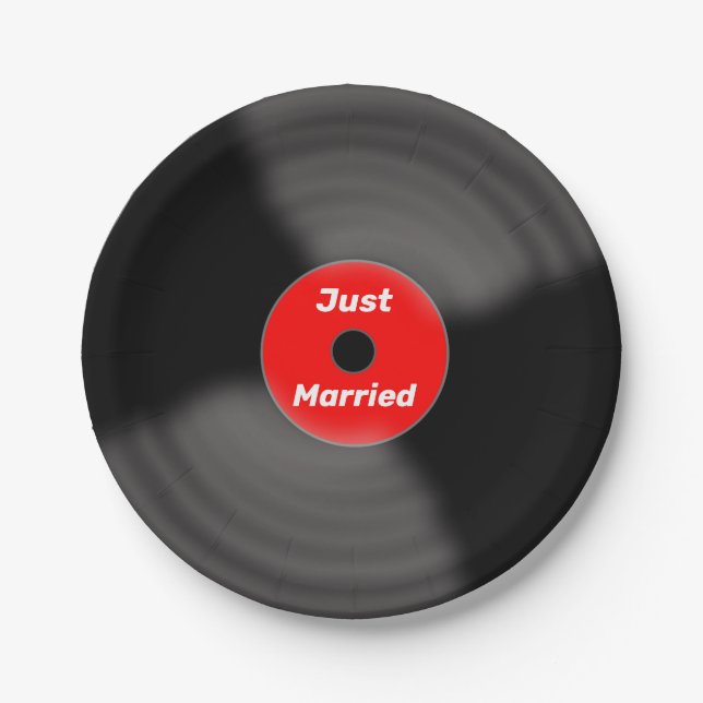 Assiettes en papier Just Married Record  (Devant)