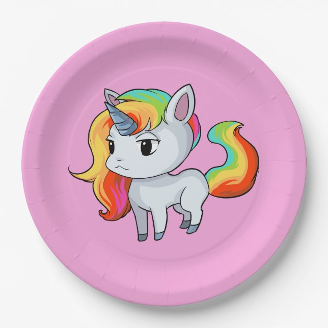 Assiettes en papier Licorne (Devant)