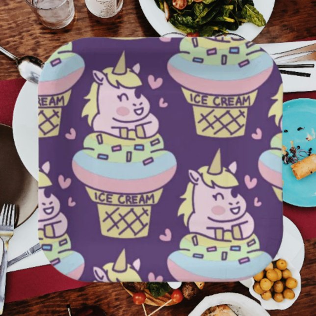 Assiettes en Papier Licorne Fière Douce (Créateur téléchargé)