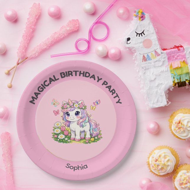 Assiettes en papier Licorne Magique pour Anniversa (Fête)