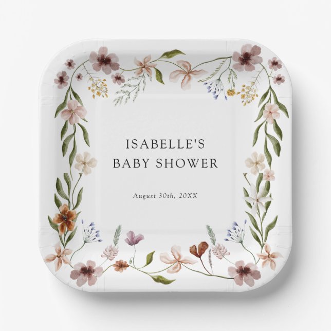 Assiettes en papier Little Wildflower pour anniver (Recto)