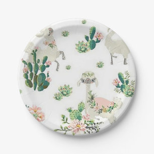 Assiettes en papier Llama et Cactus 7”