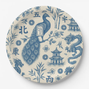Assiettes en papier Mahjong Toile